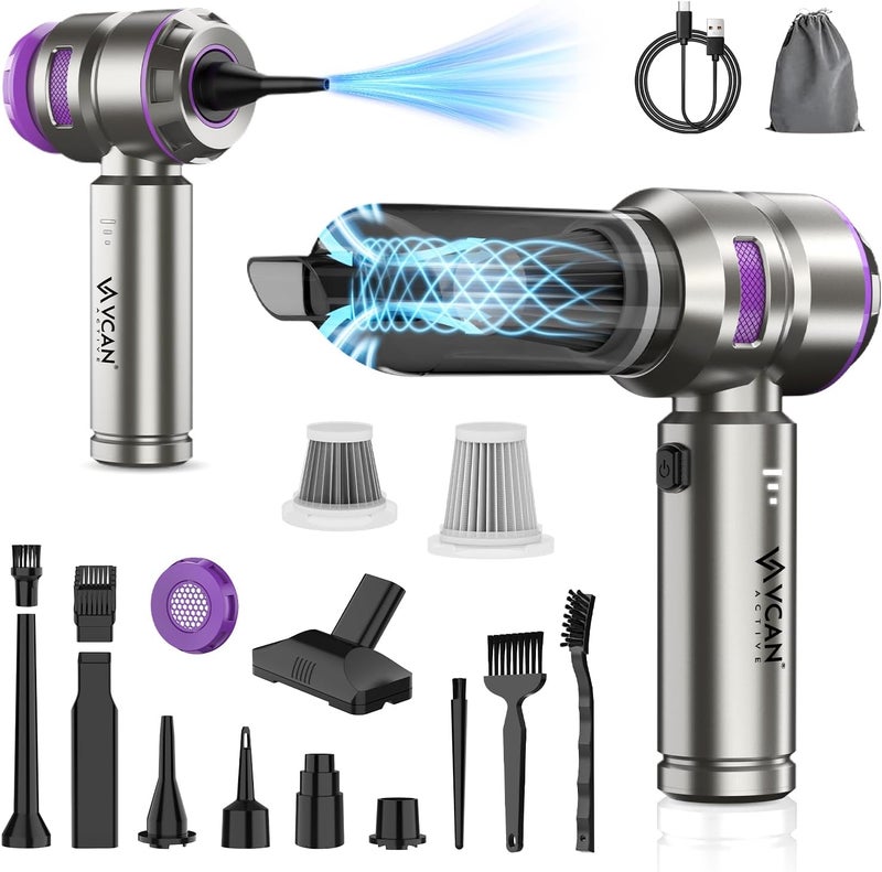 VCAN ACTIVE Car Vacuum Portable Cordless 18000PA High Power Mini Vacuum Cleaner Hand Vacuum Cordless Rechargeable, with with Brushless Motor for Car Detailing Keyboard Cleaner Home Cleaning(Purple) - Image 1